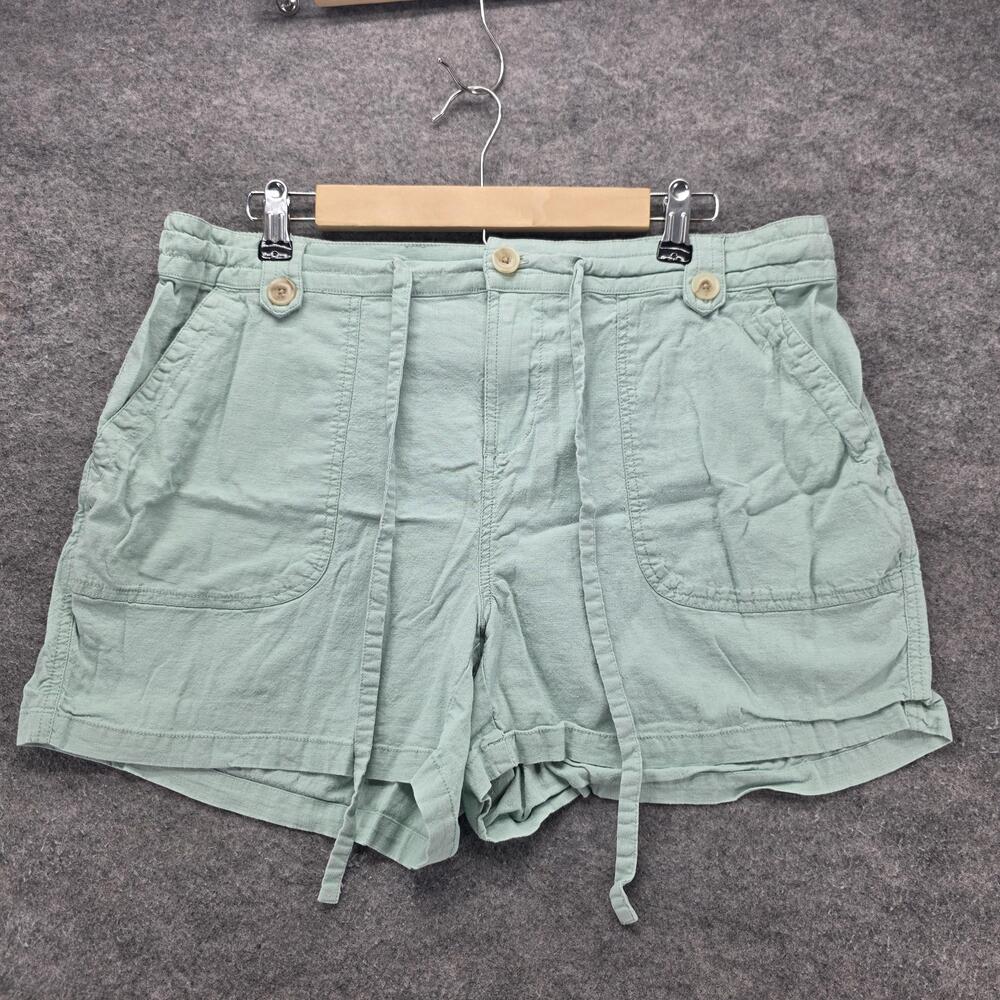 Torrid Shorts Womens 14 Green Paperbag Linen Elastic Waist Pull On 3.5 Inseam